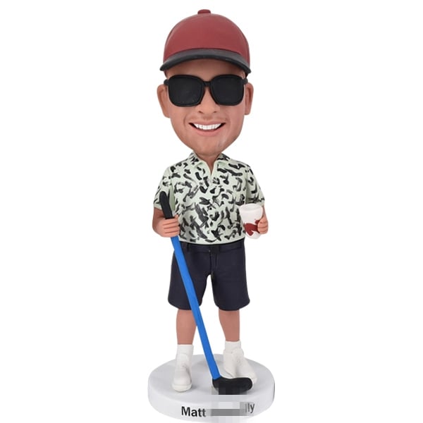 Custom Golfer Bobble head golf with beer