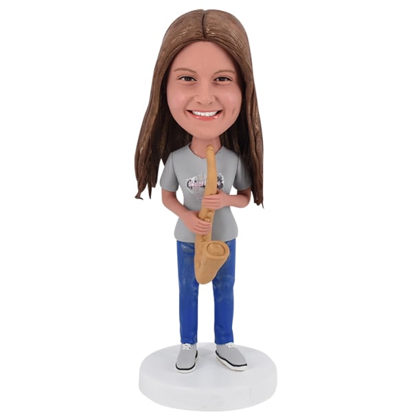 Female Bobblehead playing saxophone