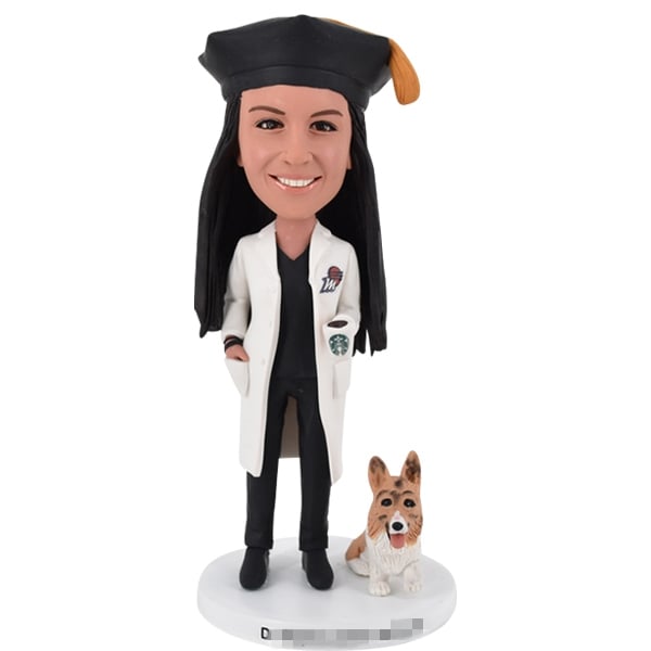 Doctor Bobblehead Gift Graduation with Starbucks