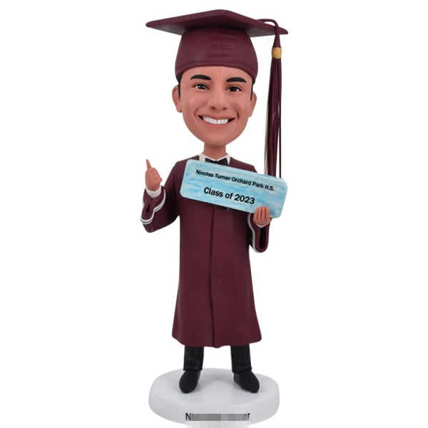 Thumb Up Bobblehead Graduation Holding Board student