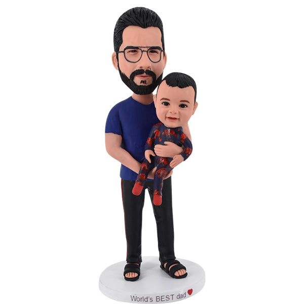 Bobblehead Dad Holding Baby for Father's Day