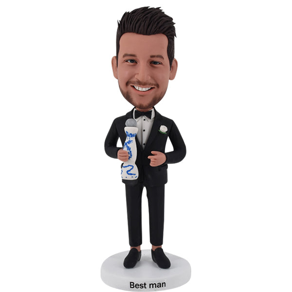 Custom Bobble Head Holding Clase Azul tequila