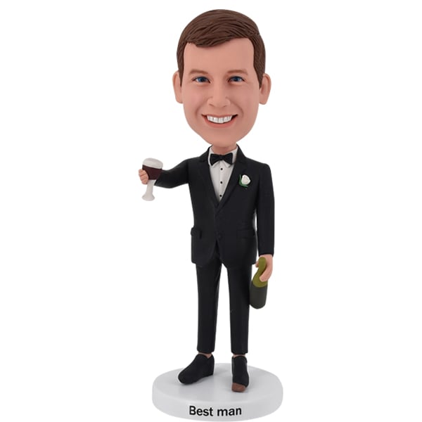 Custom Bobble Head Groomsman with champagne