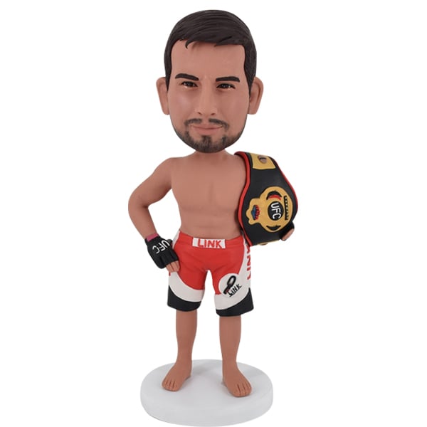 Custom MMA Fighter Bobble Head with champion belt