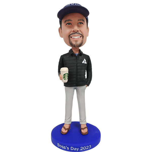 Boss Bobblehead holding starbucks