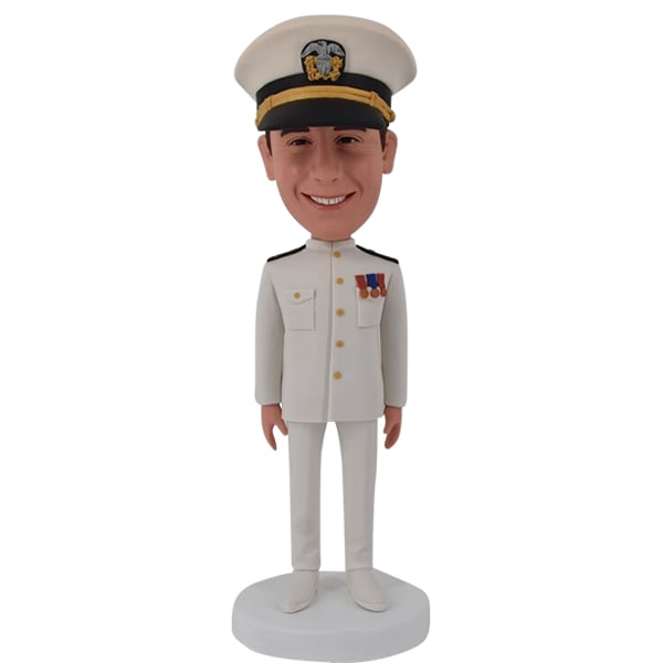 Custom Navy Bobblehead in white uniform