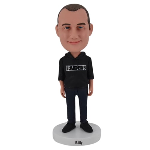 Custom personalized bobblehead with hoodie and logo