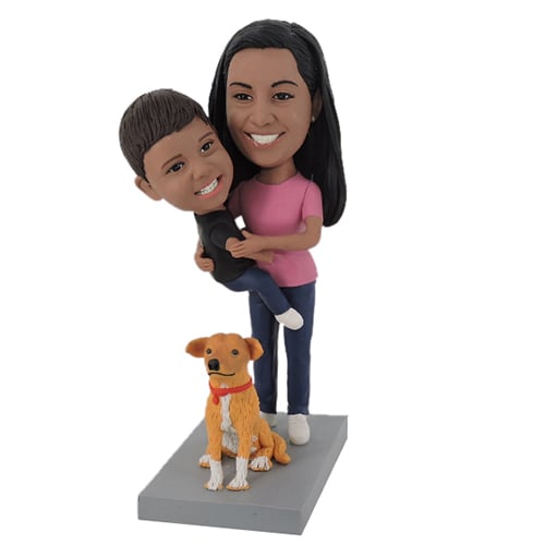 Custom bobbleheads Mother holding her son