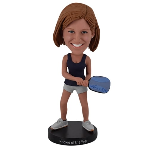 Personalized female pickleball bobbleheads