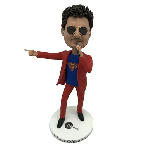 Custom bobbleheads sing with microphone