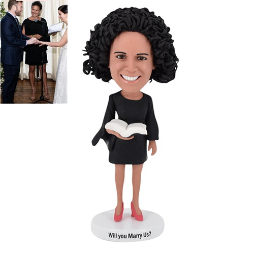 Custom female bobblehead wedding Officiant Pastor