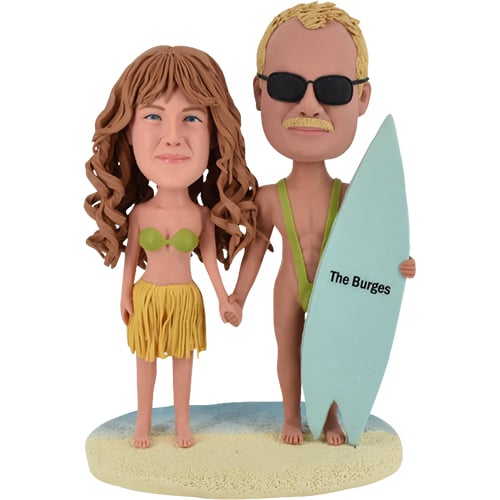 Beach sea wedding bobbleheads cake toppers