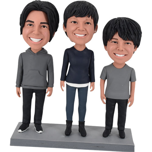 Mother and her two sons bobbleheads