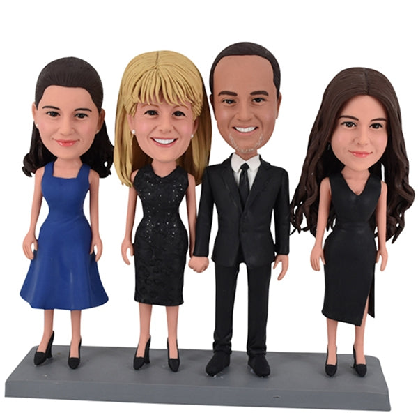 Parents and Two Daughters Bobbleheads