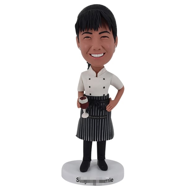 Chef Bobble Head with wine