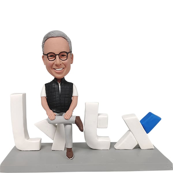 Custom Bobble Head Sitting on Company Name/Words