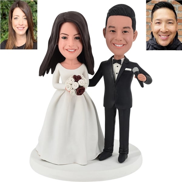 Unique Wedding Bobblehead Cake Topper from Photo