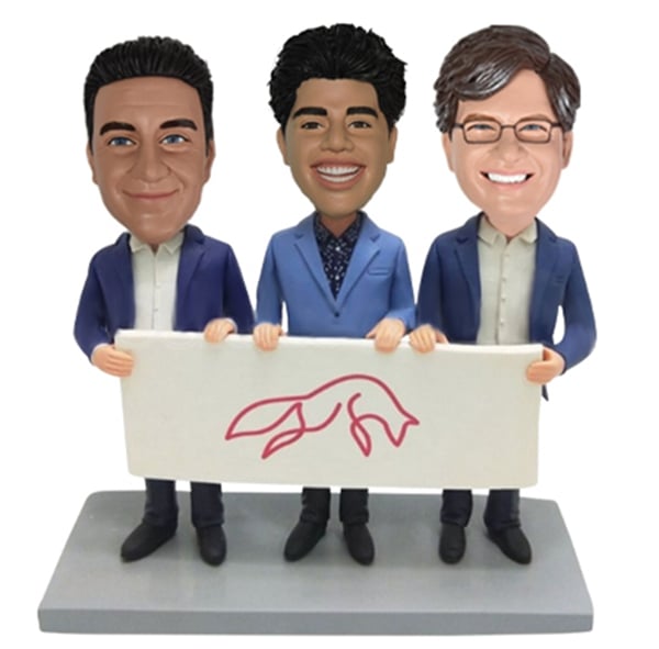 Team Bobbleheads Custom Men Holding Company Logo