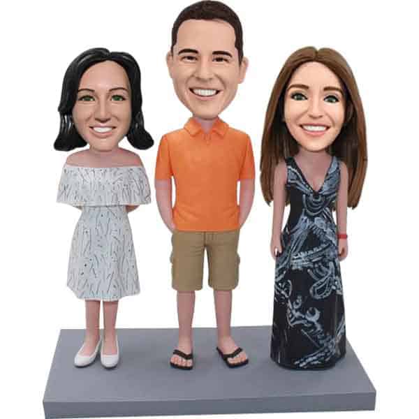 Fully custom Three person on one base Customized Bobbleheads