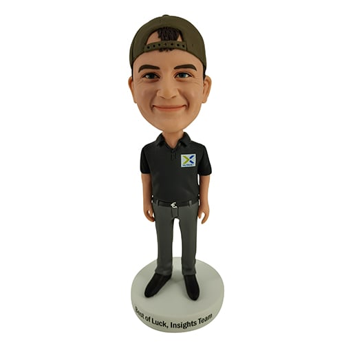 Custom bobbleheads with backward hat and Polo Shirt