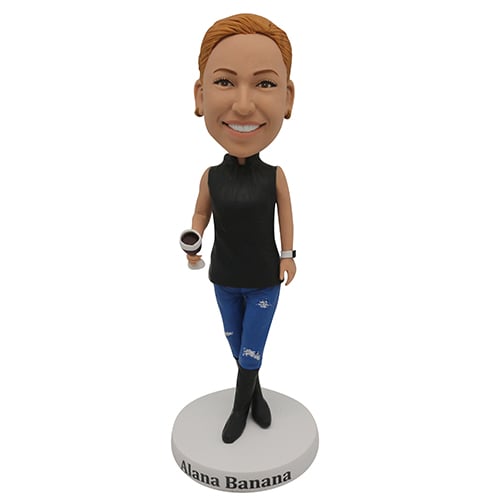 Bobbleheads woman custom with martini and in boots