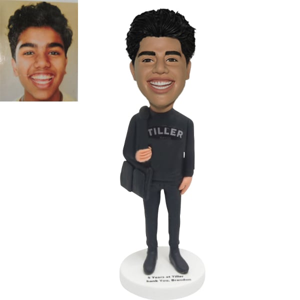 Custom Bobblehead gift for student with Shoulder Bag