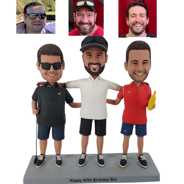 Three Bobbleheads with Beer