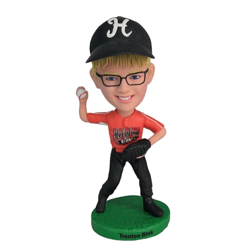 Customized baseball bobblehead pitcher