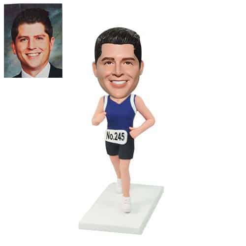 Custom bobbleheads running triathlon