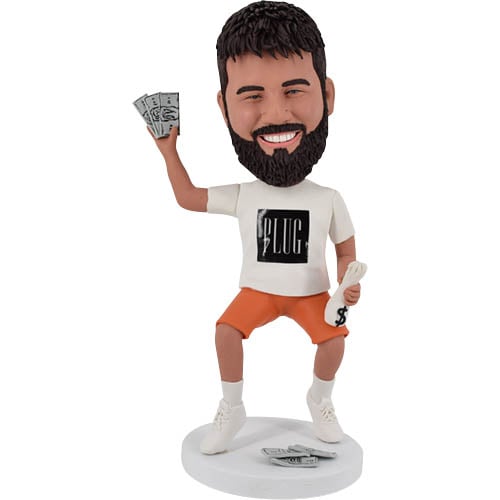 Bobblehead custom with dollar pay day money