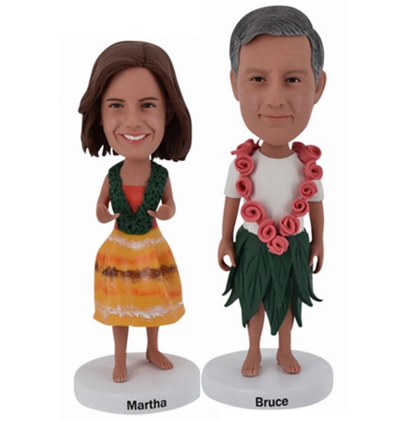 Custom Hula Couple Bobblehead Hawaiian Theme