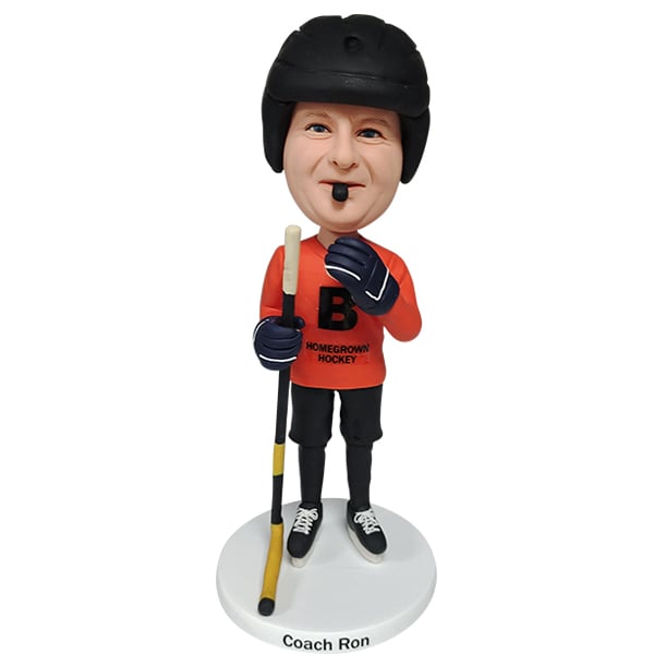 Custom Hockey Coach Bobblehead with whistle