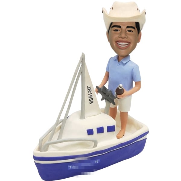 Bobblehead Custom Sailing Man Holding Wine