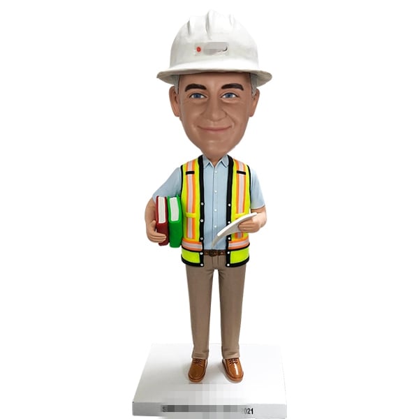 Custom Bobble Head blue collar engineer utility worker