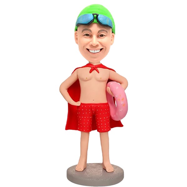 Custom swimmer bobblehead swimming