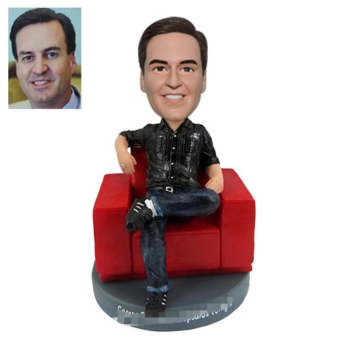 Custom bobblehead in sofa for brithday