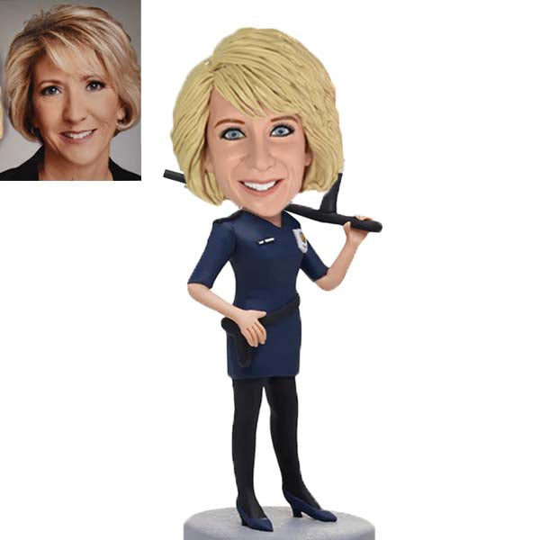 Police Woman Bobble Head Custom with Gun