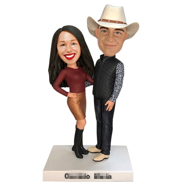 Cowboy Cowgirl Couple Bobbleheads