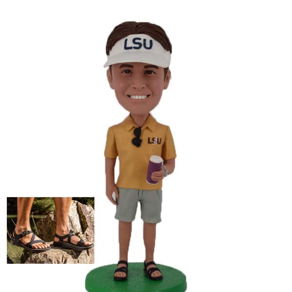 Custom bobbleheads with visor and sandals