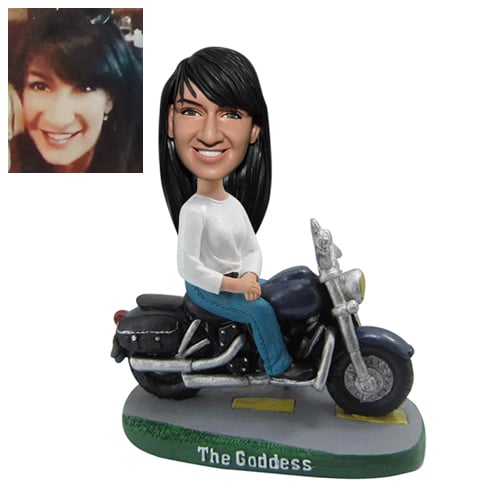 Custom female bobbleheads on Motorcycle