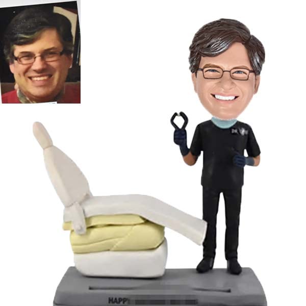 Custom Dentist Bobble Head with Dental Chair hygienist