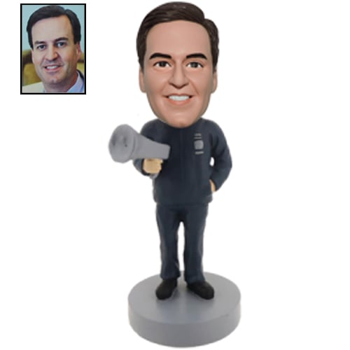 Custom coach referee bobblehead holding loud horn