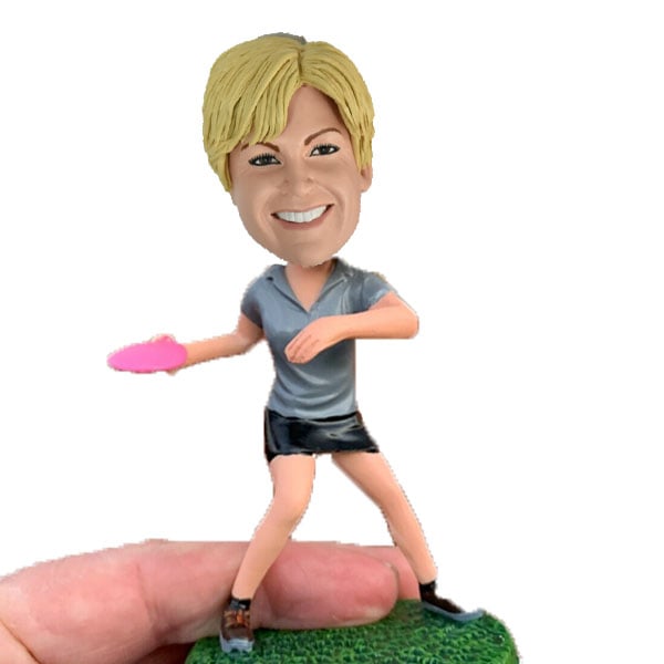 Female disco golf bobblehead custom