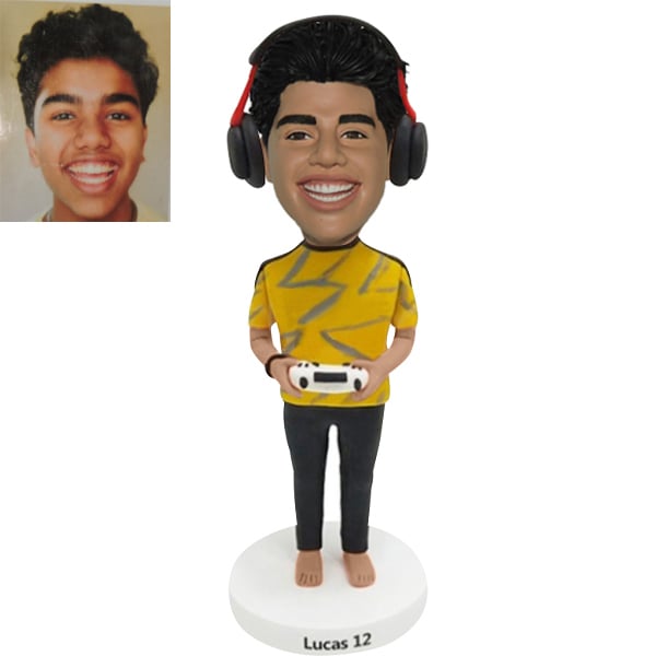 Bobblehead Custom TEEN or TWEEN Boys with headset enjoy music