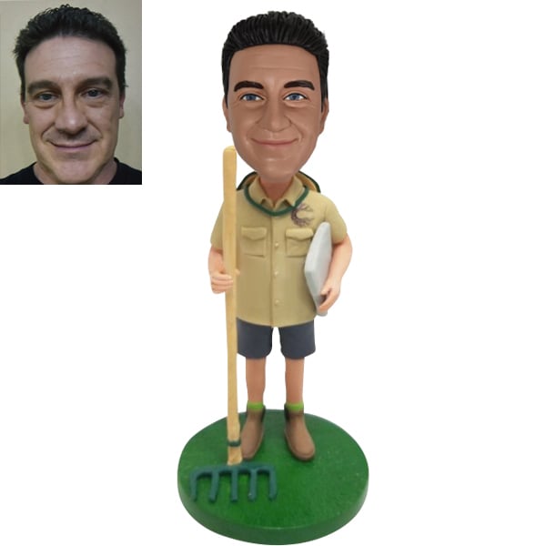 Farmer Bobblehead Custom with Rake and hat