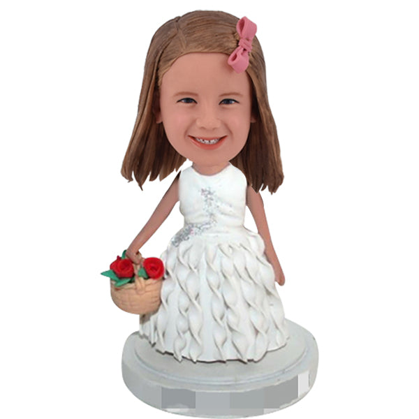 Custom Flower Girl Bobblehead Cake Topper from Picture