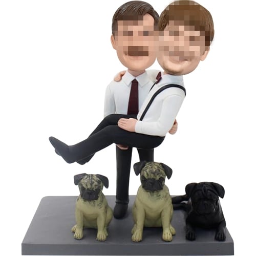 Gay bobbleheads cake toppers with dog