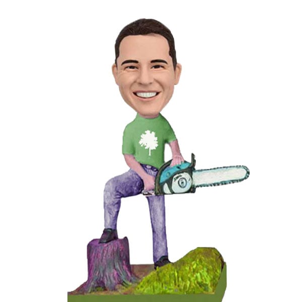 Custom bobblehead grass cutting mowing landscaper