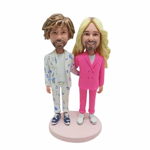 Custom wedding bobbleheads gay same sex cake toppers