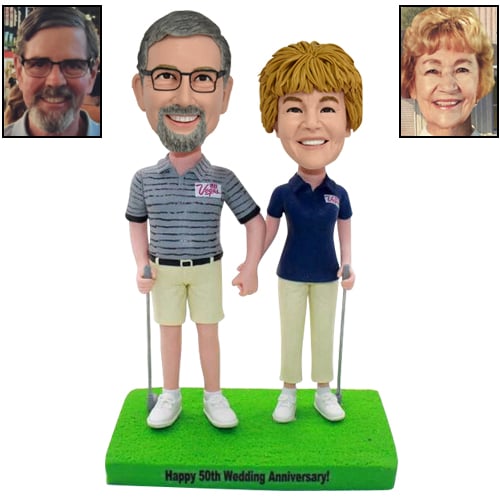 Custom couple bobbleheads golfer for parents